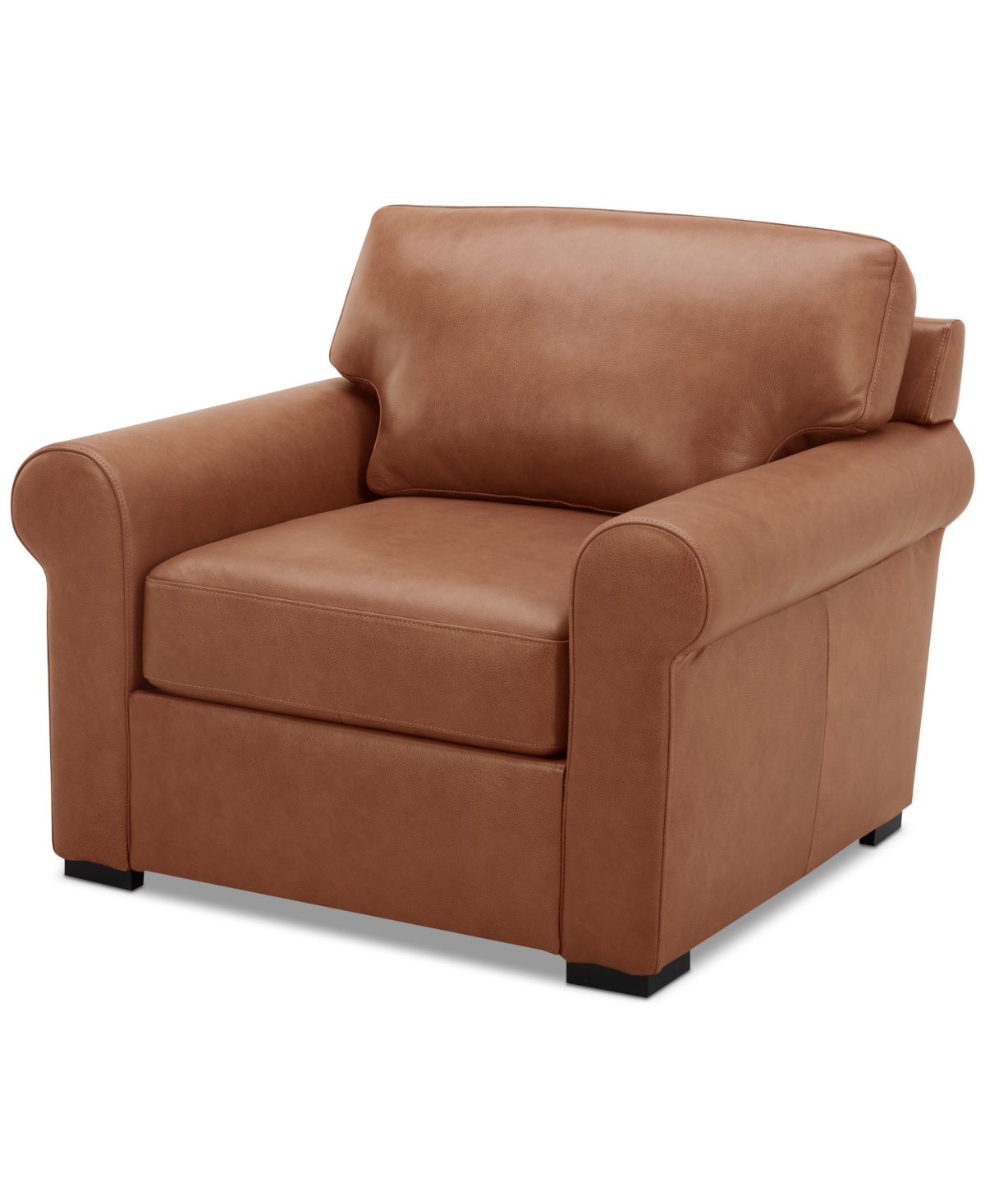 Macy's Radley 38" Leather Roll Arm Chair, Exclusively At  In Light Tan