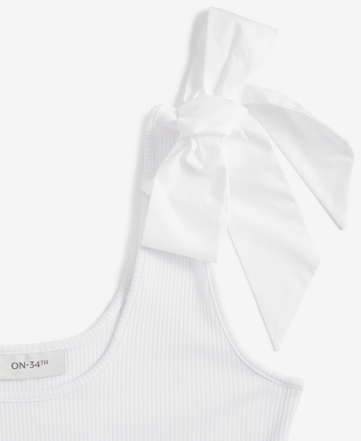 On 34th Women's Ribbed Bow-shoulder Tank Top, Exclusively At Macy's In Bright White