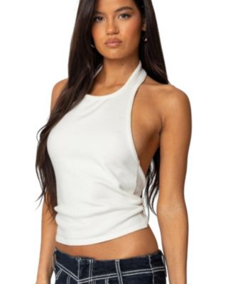 Womens Twister Backless Knit Halter Top