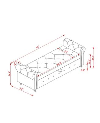 Upholstered Storage Bench with Rolled Arms