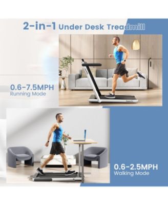 2 in 1 Under Desk Treadmill, 2.25HP Superfit Folding Treadmill with Touch Panel Control, App Control, Remote Control, Bluetooth Speaker, Foldable Walking Treadmills for Home Office