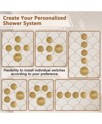 4 Functions DIY Shower Faucet Set Free Combination Main Body Ceiling Rain Shower Head with Handheld Shower and Side Body Jets, Matte Black