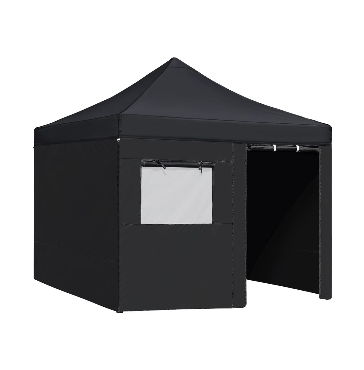 10x10 Ft Commercial Canopy with Four Removable Sidewalls - Black