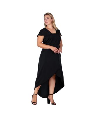 Plus Size Cap Sleeve High-Low Tulip Dress