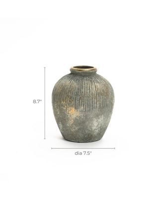 Rustic Gold and Brown Terracotta 8.7-Inch Tall Bud Vase