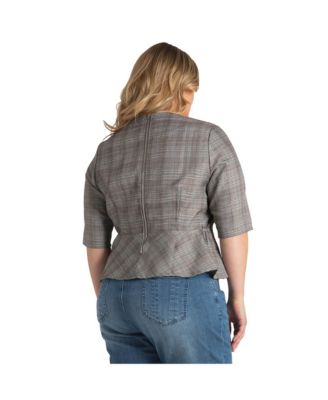 Plus Size Women's Peplum Plaid Jacket