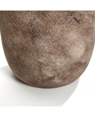 Marble Brown Ceramic 11.5-Inch Tall Jug Vase with Handles