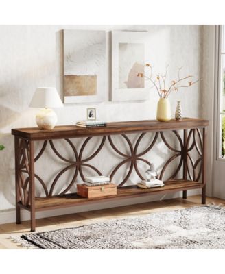 70.9-Inch Narrow Sofa Table, Industrial Long Sofa Table, Entry Console Table with Storage for Entryway, Living Room, Foyer, Unique Design