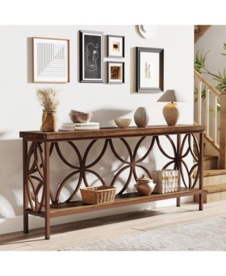 70.9-Inch Narrow Sofa Table, Industrial Long Sofa Table, Entry Console Table with Storage for Entryway, Living Room, Foyer, Unique Design