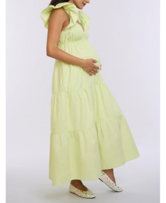 Maternity Ruffle Sleeve Tie-Back Maxi Dress - Motherhood
