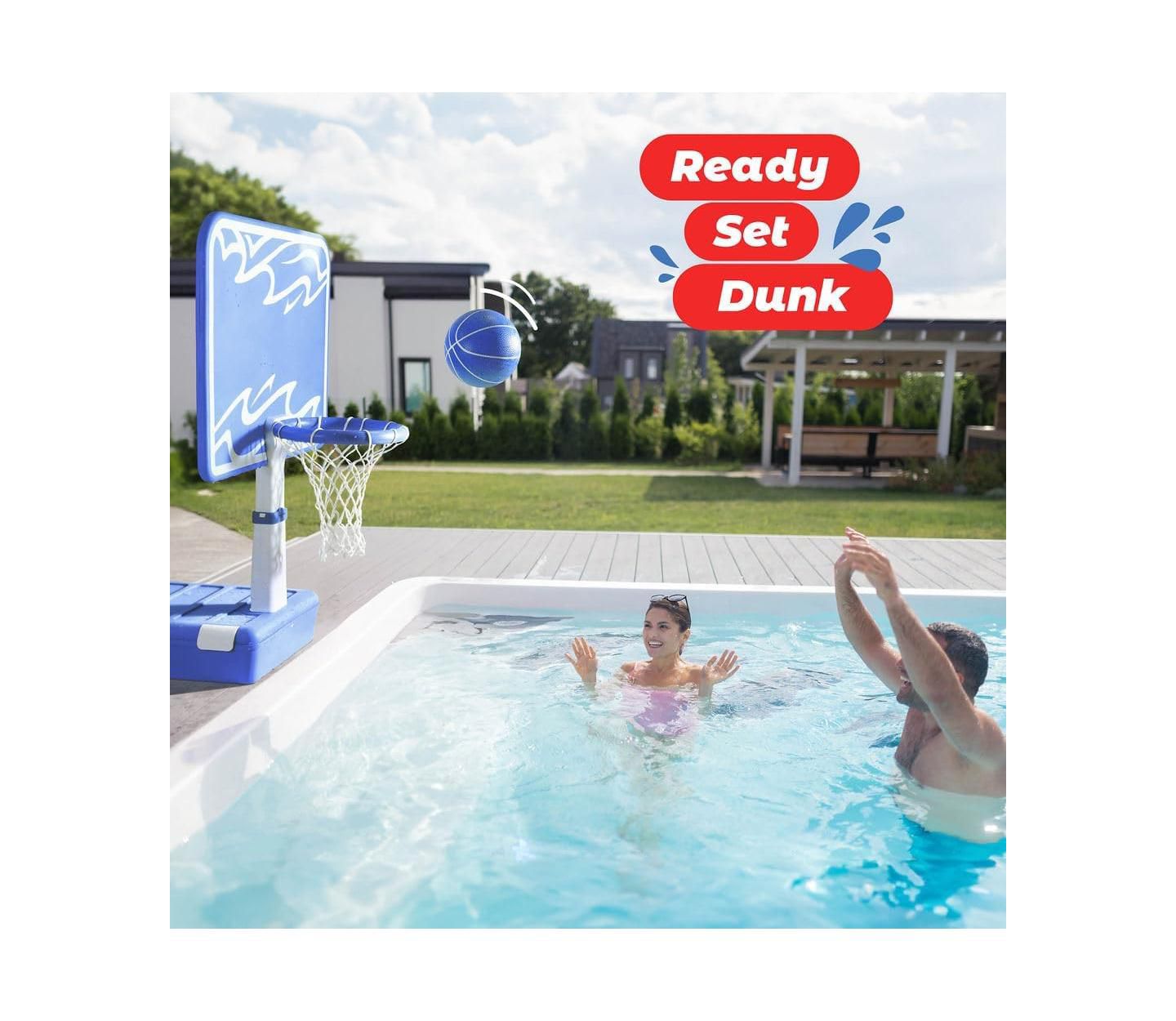 Детские игрушки Play22usa 54"H Adjustable-Height Pool Basketball Hoop, Balls & Pump, 3-Piece Set, Ages 5+ — фото 3