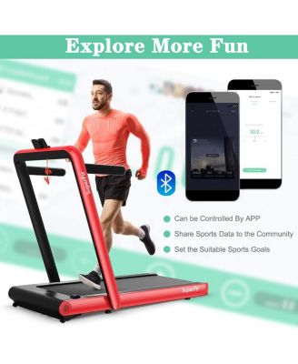 4.75HP 2 In 1 Folding Walking Pad Treadmill with Remote APP Control