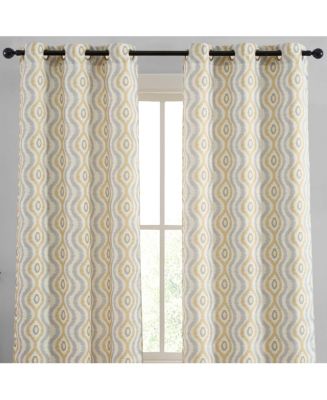 HLC.me Tanner Ogee Ikatt Damask Patterned Window Grommet Curtains ...