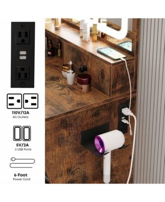 Vanity Desk, Bedroom Makeup Table with 4 Drawers,Storage Stool