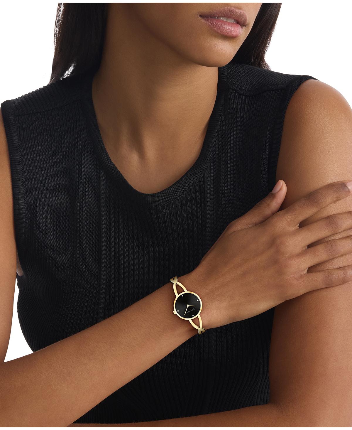 Calvin Klein Women's Sculpted Embrace Gold Tone Stainless Steel Bracelet Watch, 28mm In Gold