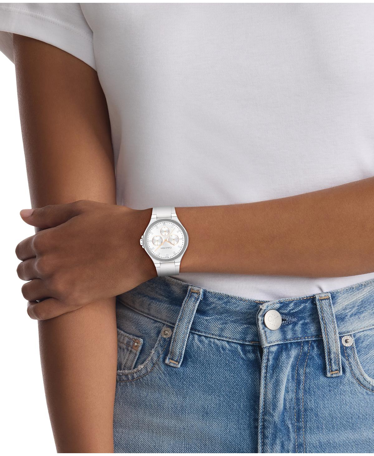 Calvin Klein Women's Vibrancy White Silicone Strap Watch, 38mm In White