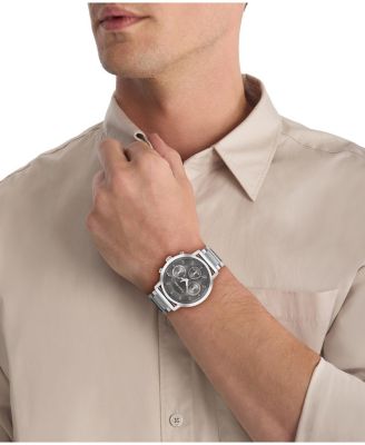 Men's Gauge Silver Tone Stainless Steel Bracelet Watch, 41mm