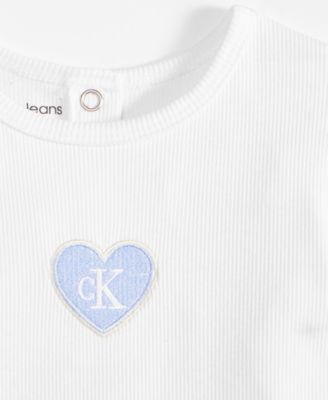 Baby Girls Ribbed Logo Bodysuit & Denim Skirt, 2 Piece Set