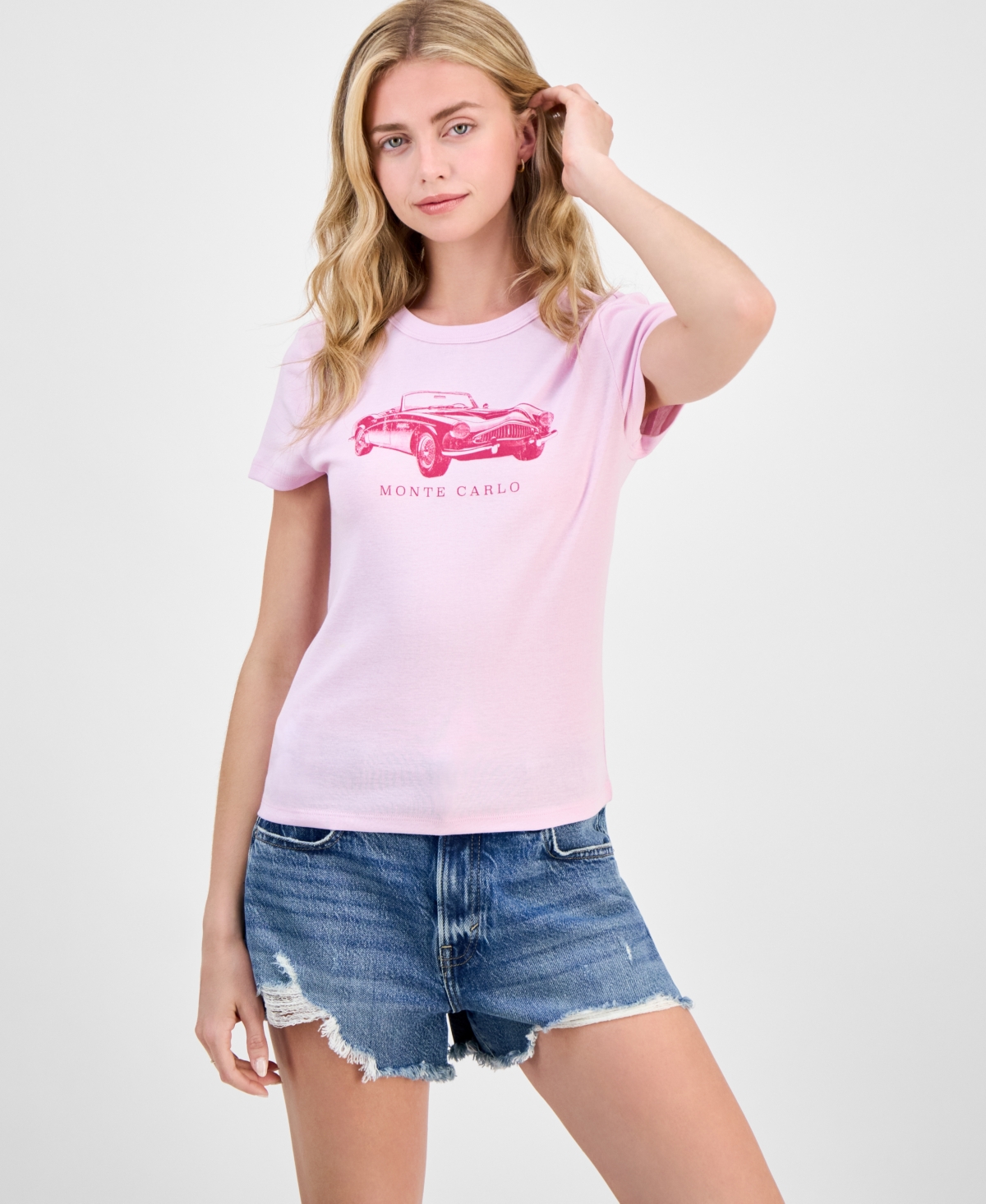 Juniors' Monte Carlo Car Graphic-Print Tee - Winsome Orchid