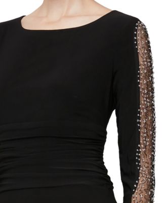 Plus Size Embellished-Sleeve Ruched Gown