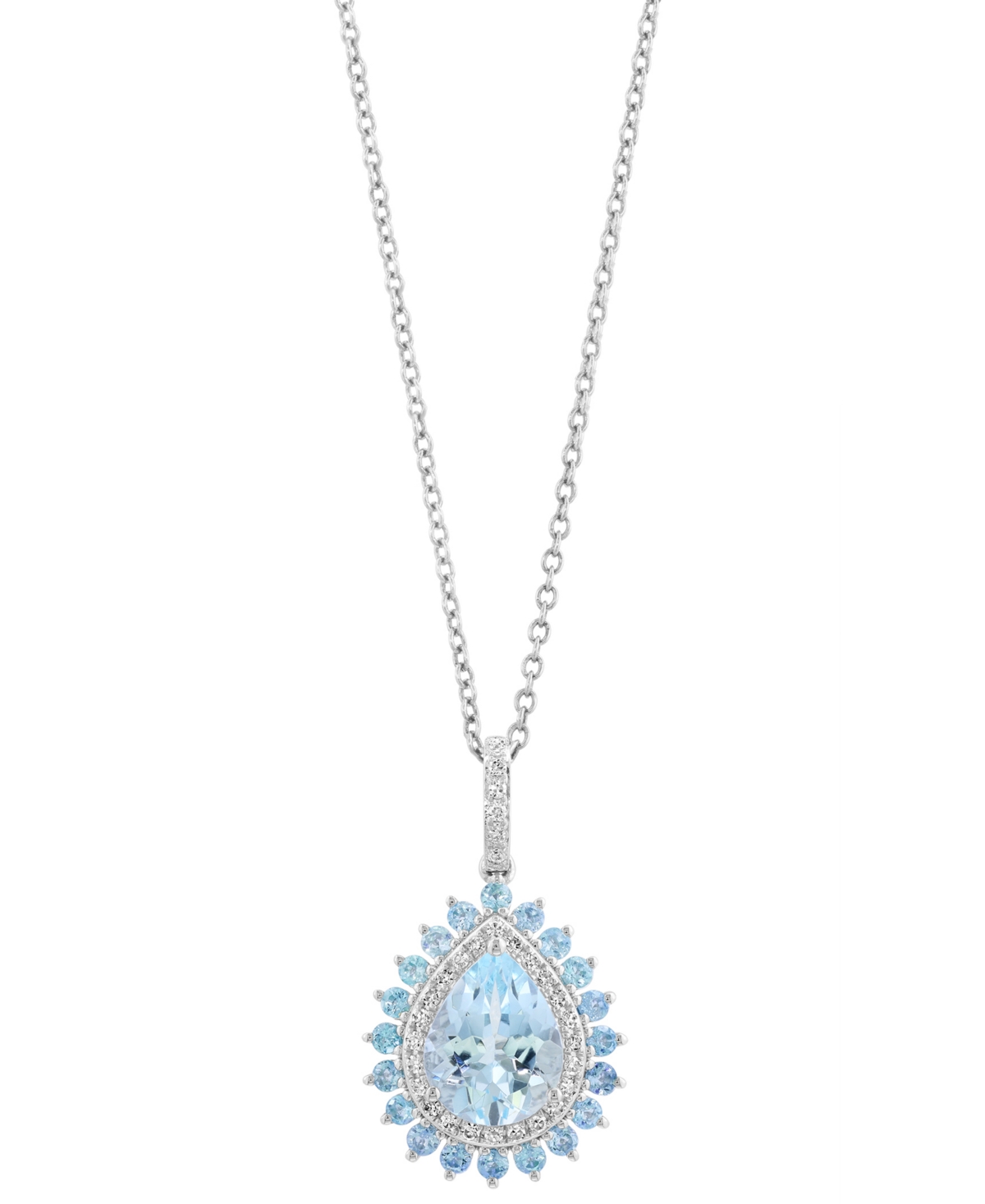 Effy Collection Effy Aquamarine (1-5/8 Ct. T.w.), Blue Topaz (3/8 Ct. T.w.) & Diamond (5/8 Ct. T.w.) 18" Pendant Nec In Multi