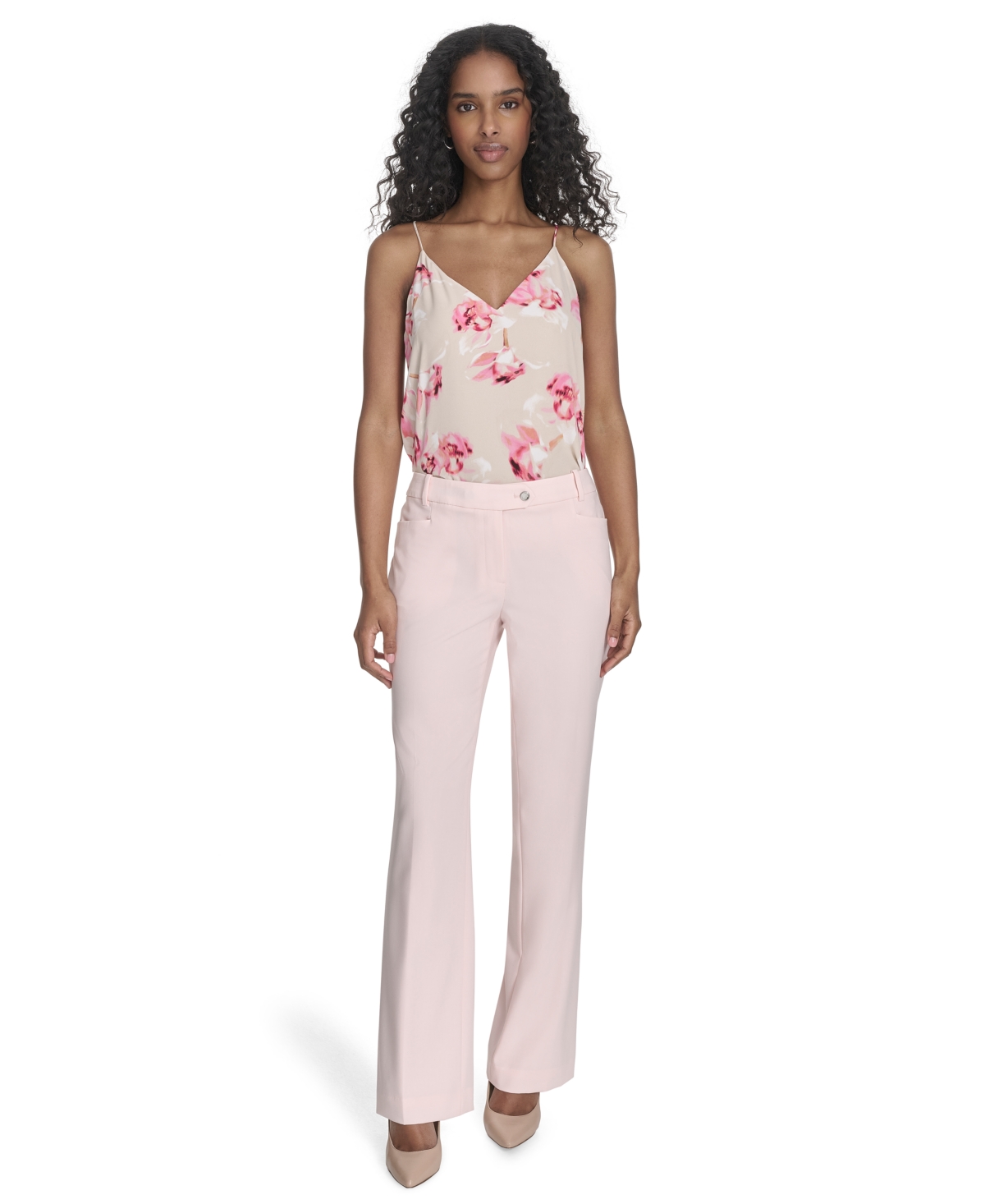 Shop Calvin Klein Women's Modern-fit Straight-leg Pants In Parfait