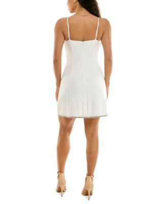 Juniors' Sweetheart-Neck Rhinestone-Bow Dress