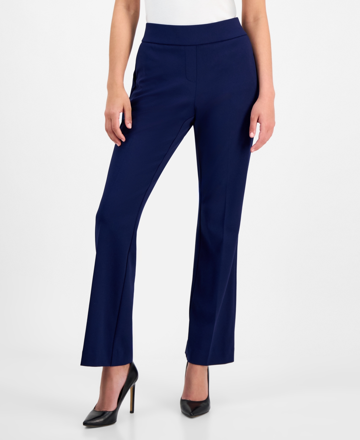 Ak Anne Klein Petite Pull-on Straight-leg Slash-pocket Pants In Distant Mountain