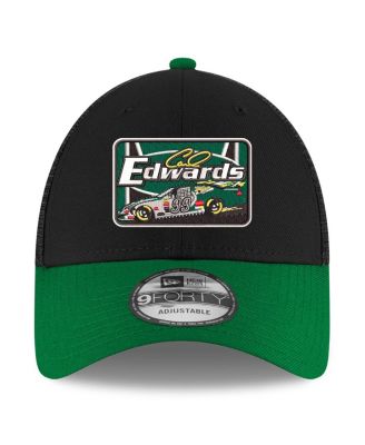 Men's Black/Green Carl Edwards 2025 NASCAR Hall of Fame 9FORTY Adjustable Trucker Hat