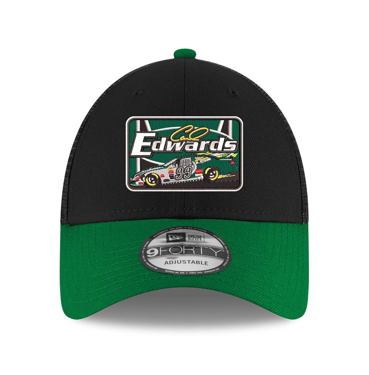 Мужская кепка New Era Black/Green Carl Edwards 2025 NASCAR Hall of Fame 9FORTY Adjustable Trucker Hat — фото 4