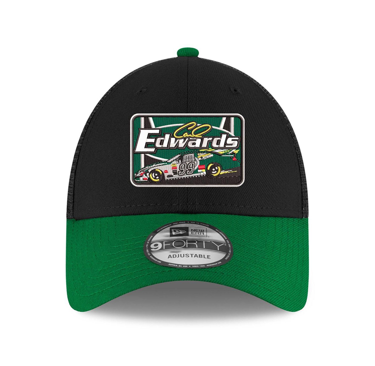 Men's Black/Green Carl Edwards 2025 NASCAR Hall of Fame 9FORTY Adjustable Trucker Hat