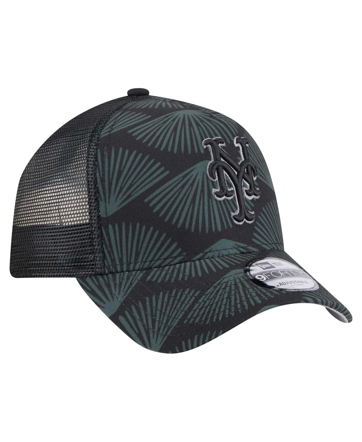 New Era Men's Black New York Mets 9forty A-frame Trucker Adjustable Hat In Black