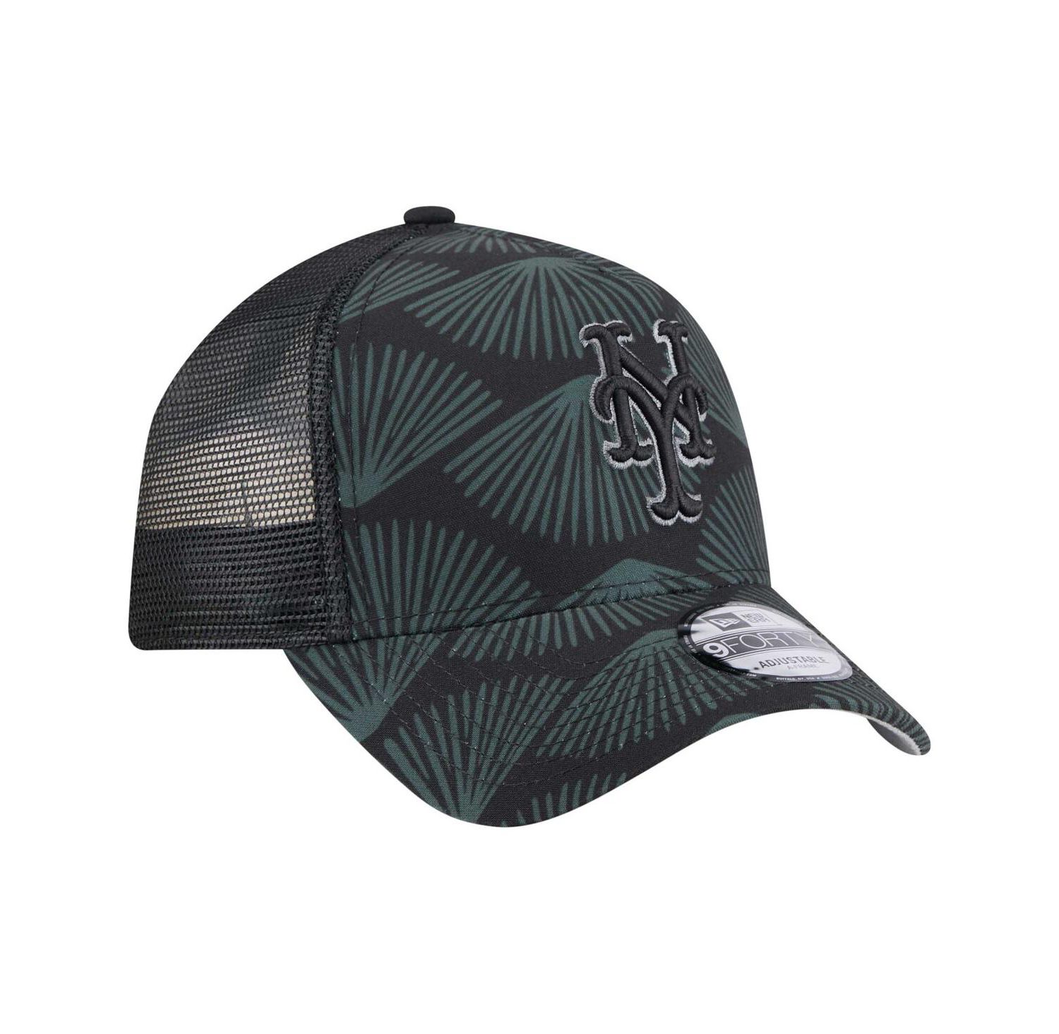 Men's Black New York Mets 9FORTY A-Frame Trucker Adjustable Hat