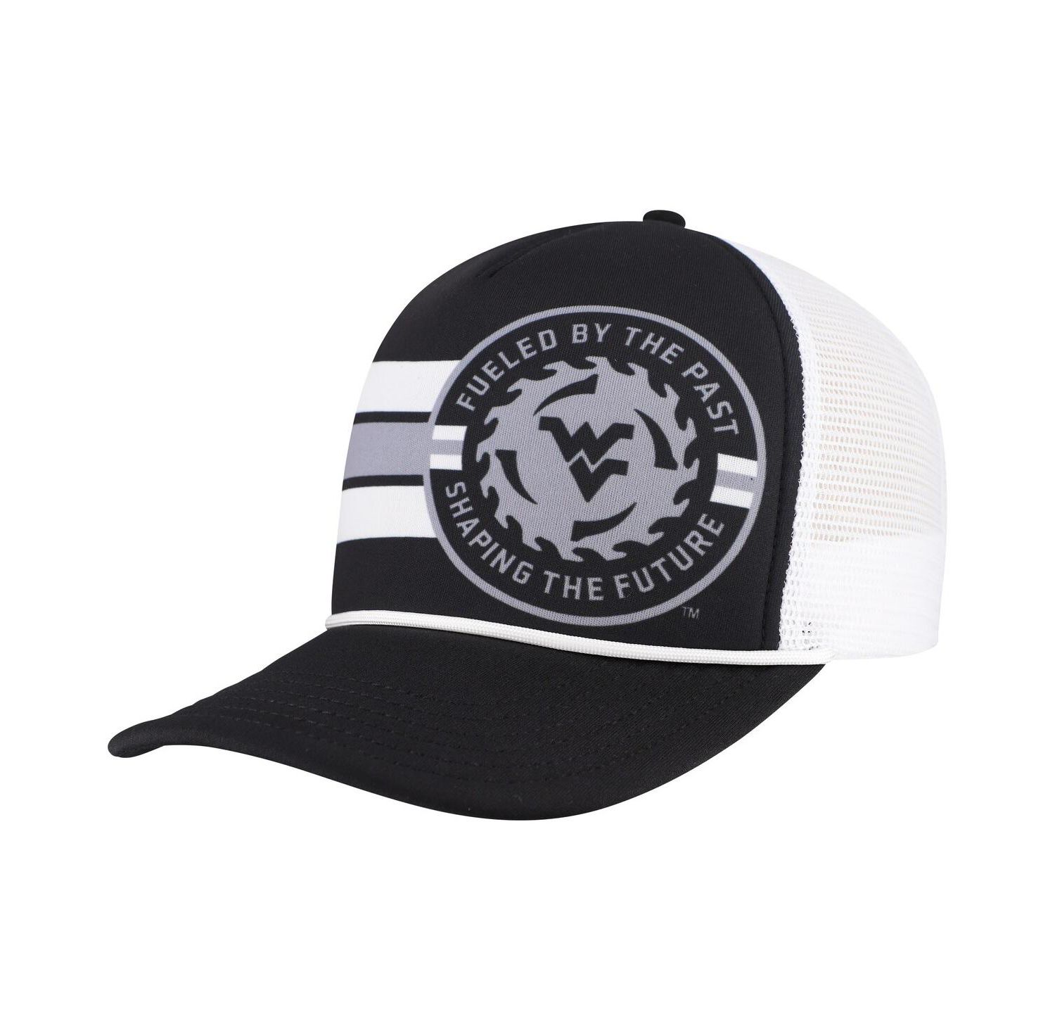 Men's Black West Virginia Mountaineers Built on Bravery Running Circle Trucker Adjustable Hat
