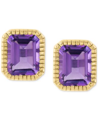 EFFY&reg; Amethyst Emerald-Cut Stud Earrings (5-5/8 ct. t.w.) in 14k Gold-Plated Sterling Silver
