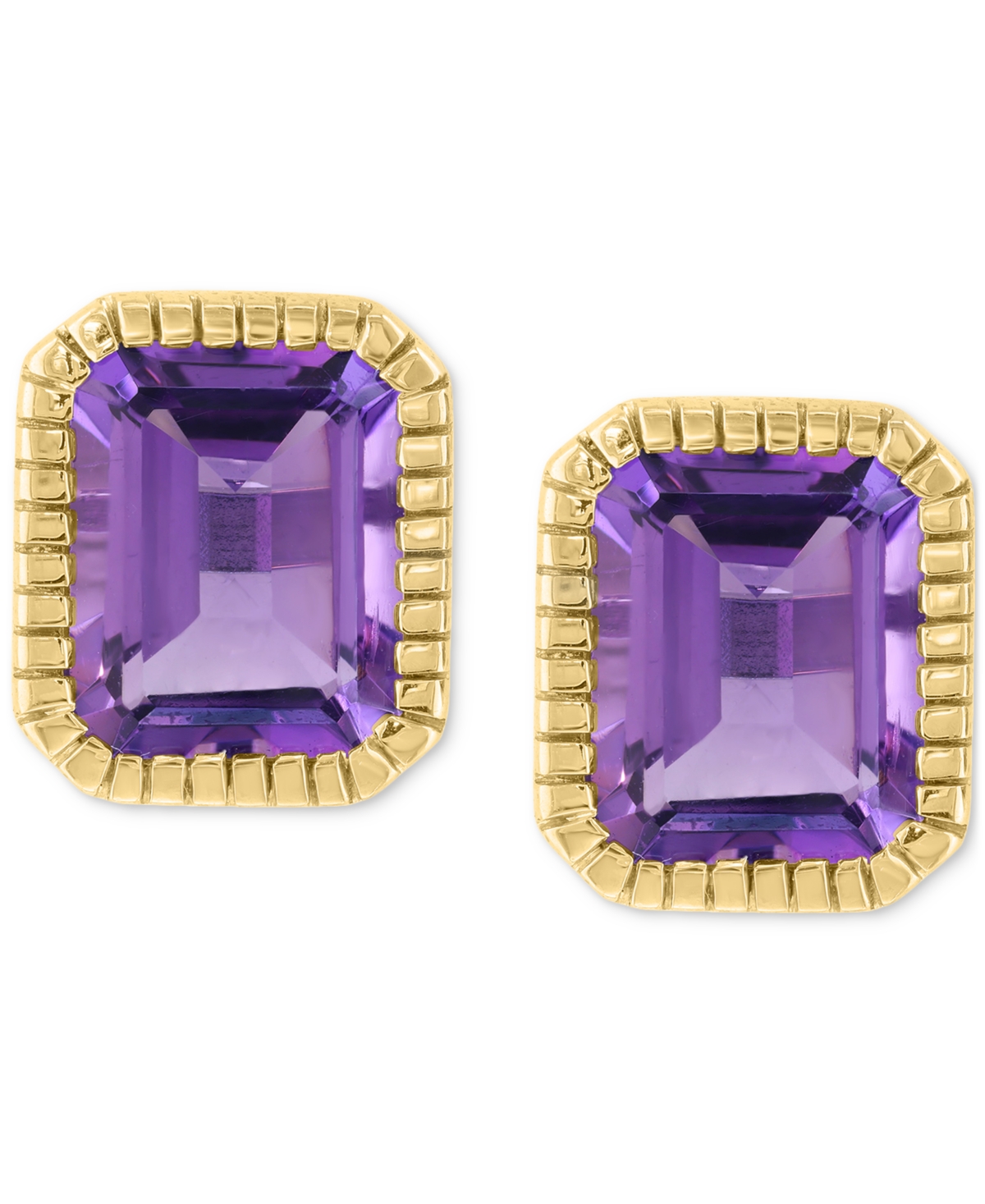 Effy Amethyst Emerald-Cut Stud Earrings (5-5/8 ct. t.w.) in 14k Gold-Plated Sterling Silver