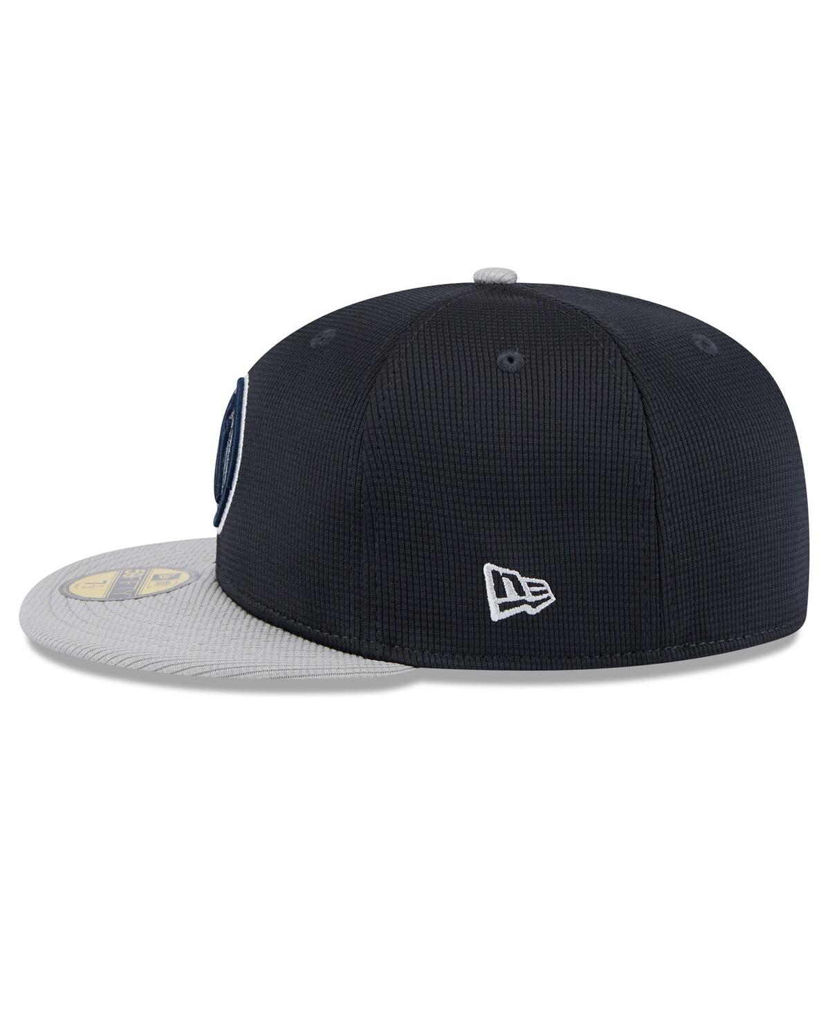 Shop New Era Men's Gray New York Yankees 2025 Batting Practice 59fifty Fitted Hat In Navy