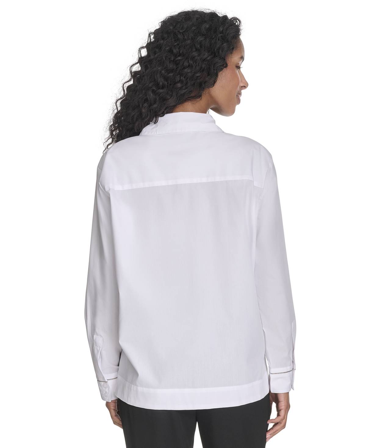 Calvin Klein Women's Collared Button-front Cotton Shirt In White