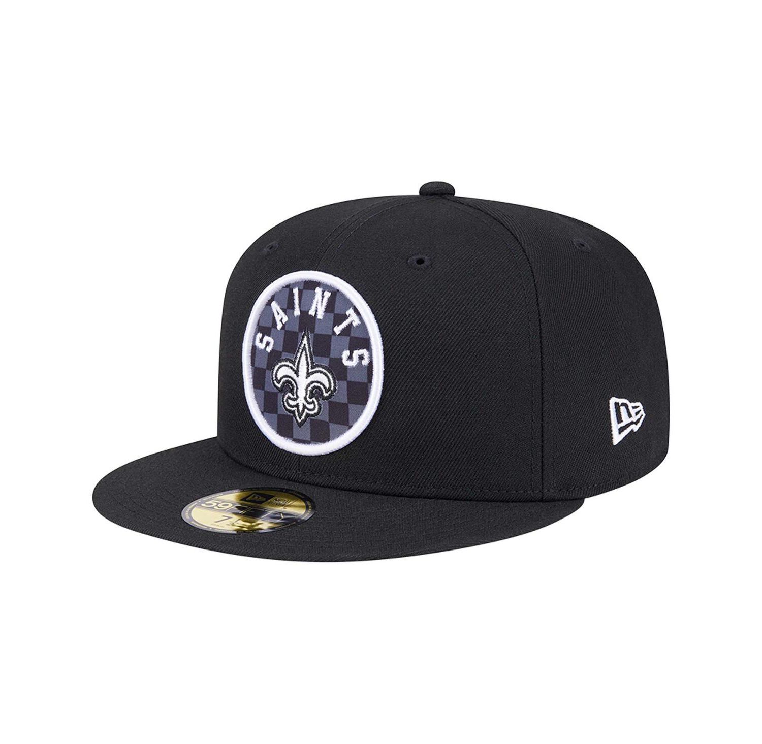 Men's Black New Orleans Saints Checkered 59FIFTY Fitted Hat