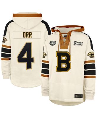 '47 Brand - Men's Bobby Orr Cream Boston Bruins Blue Line Heritage Name Number Lace-Up Pullover Hoodie