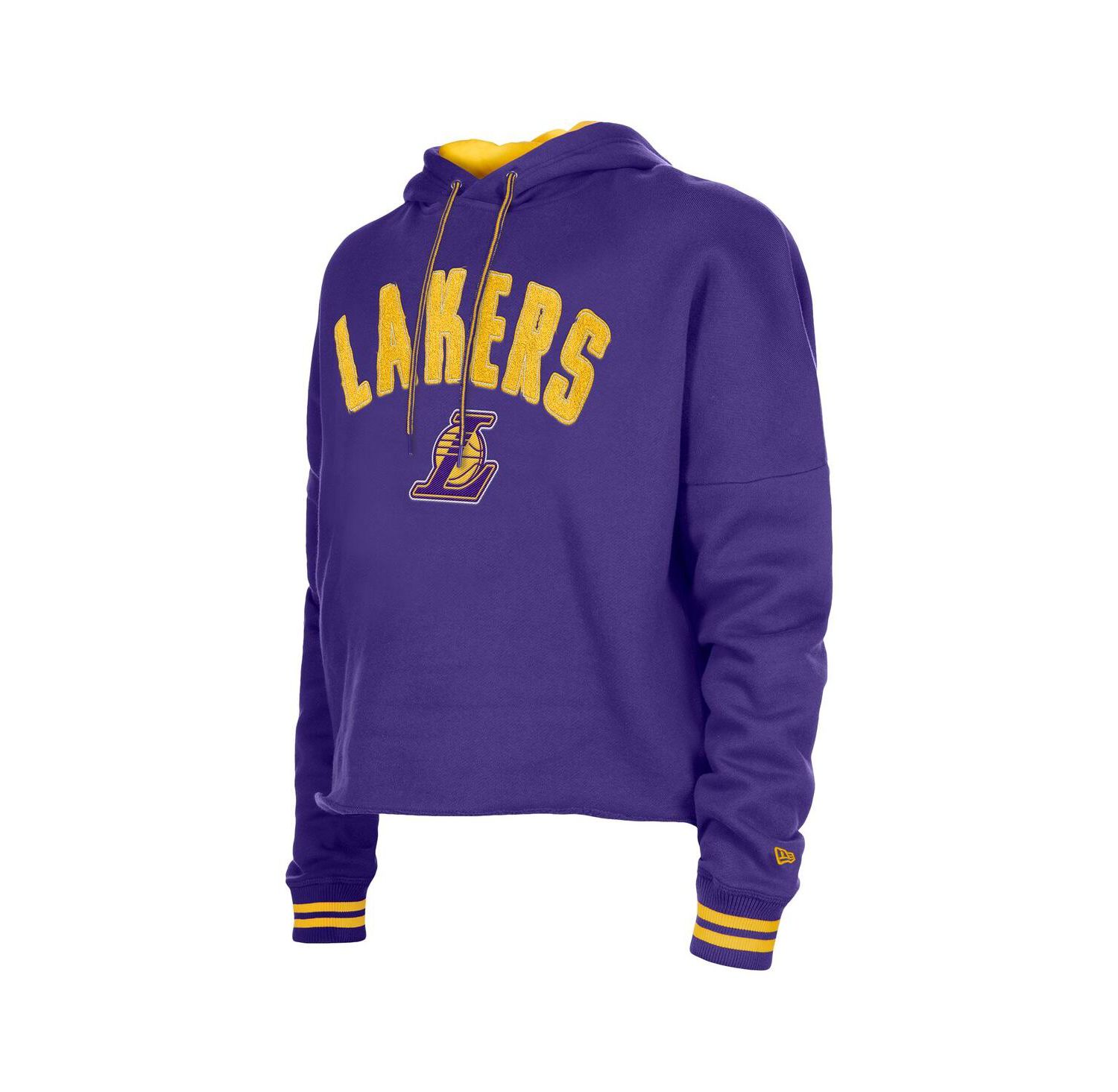 Women's Purple Los Angeles Lakers Boxy Raw Edge Pullover Hoodie