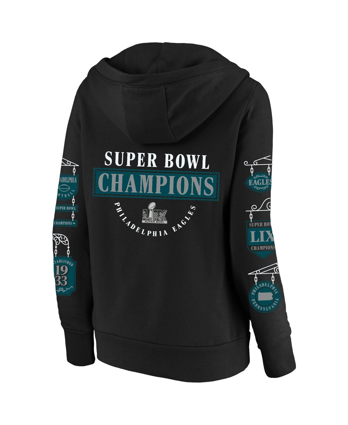 Fanatics Women's Black Philadelphia Eagles Super Bowl Lix Champions Plus Size Four Piece Notch Neck Pullover In Black