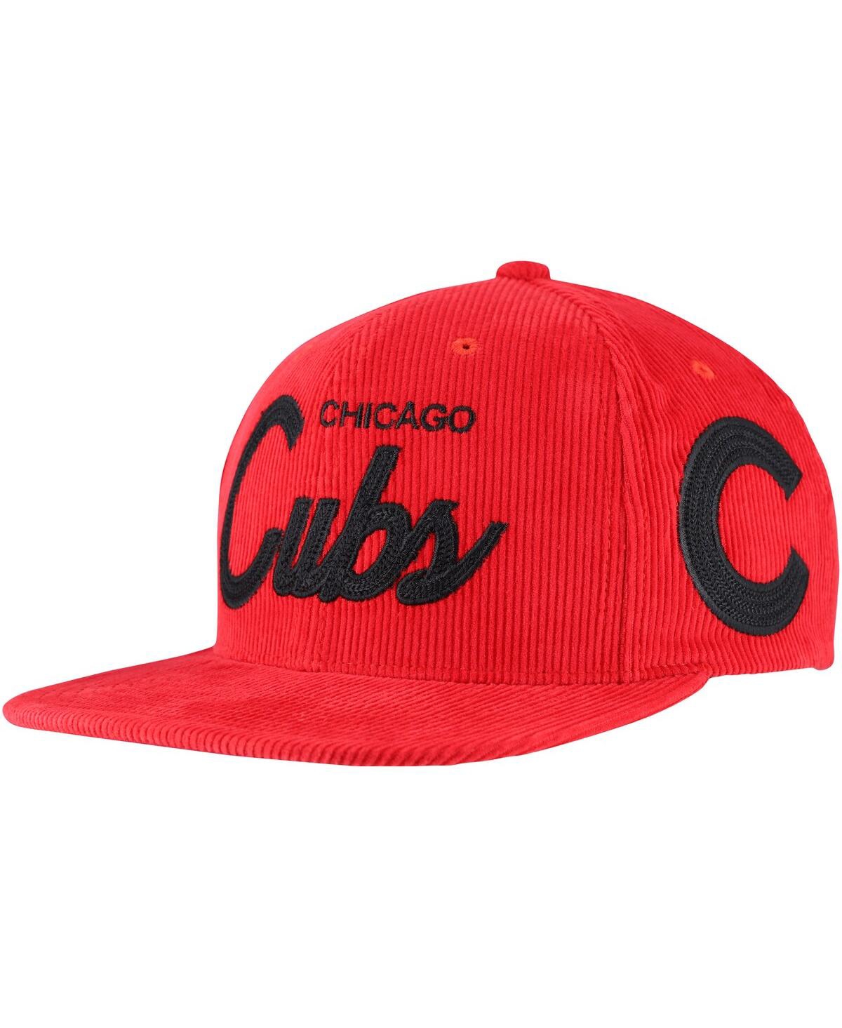 Mitchell & Ness Men's Red Chicago Cubs Corduroy Snapback Hat In Red