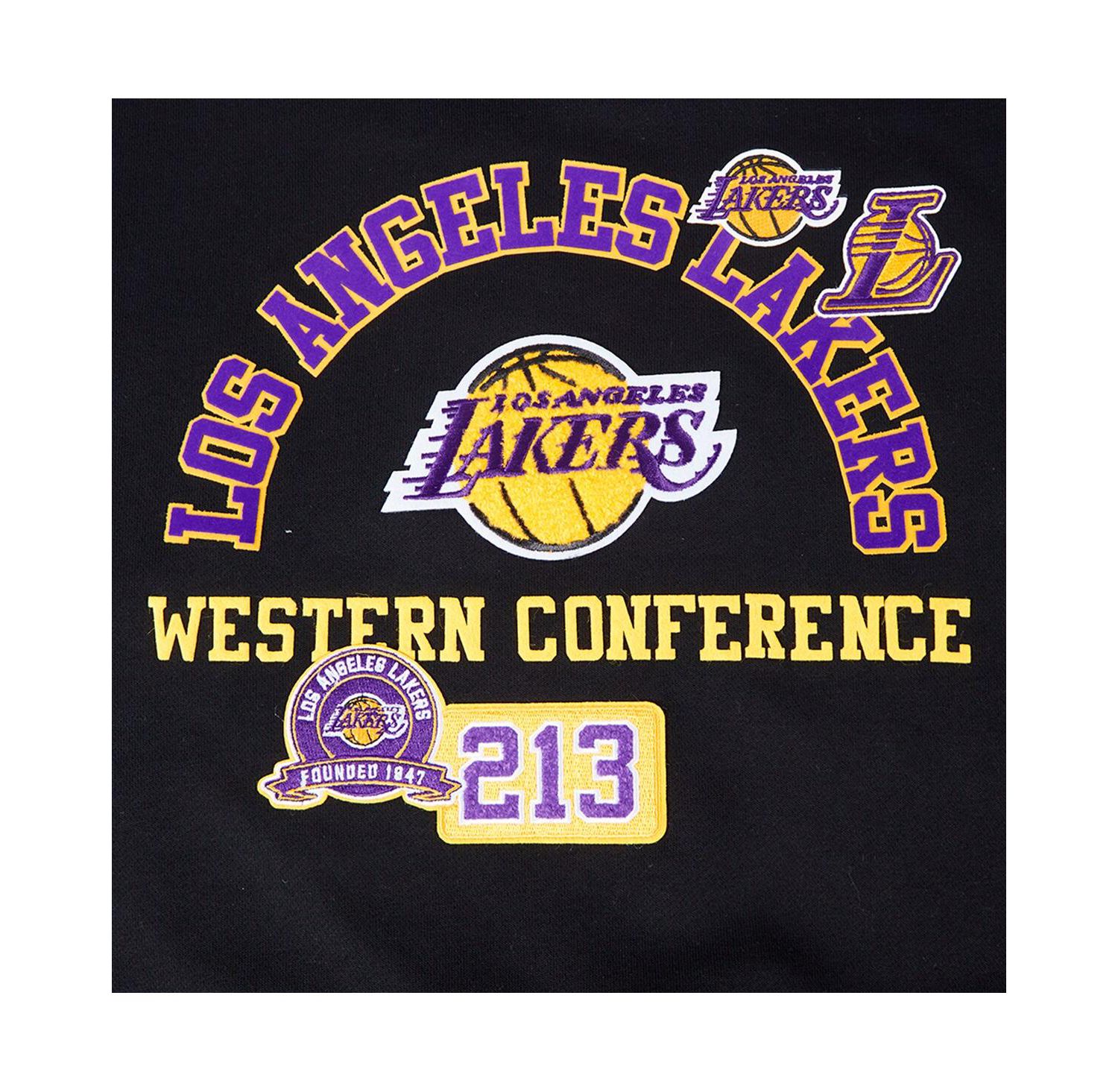 Women's Black Los Angeles Lakers Area Code Cropped Pullover Sweatshirt