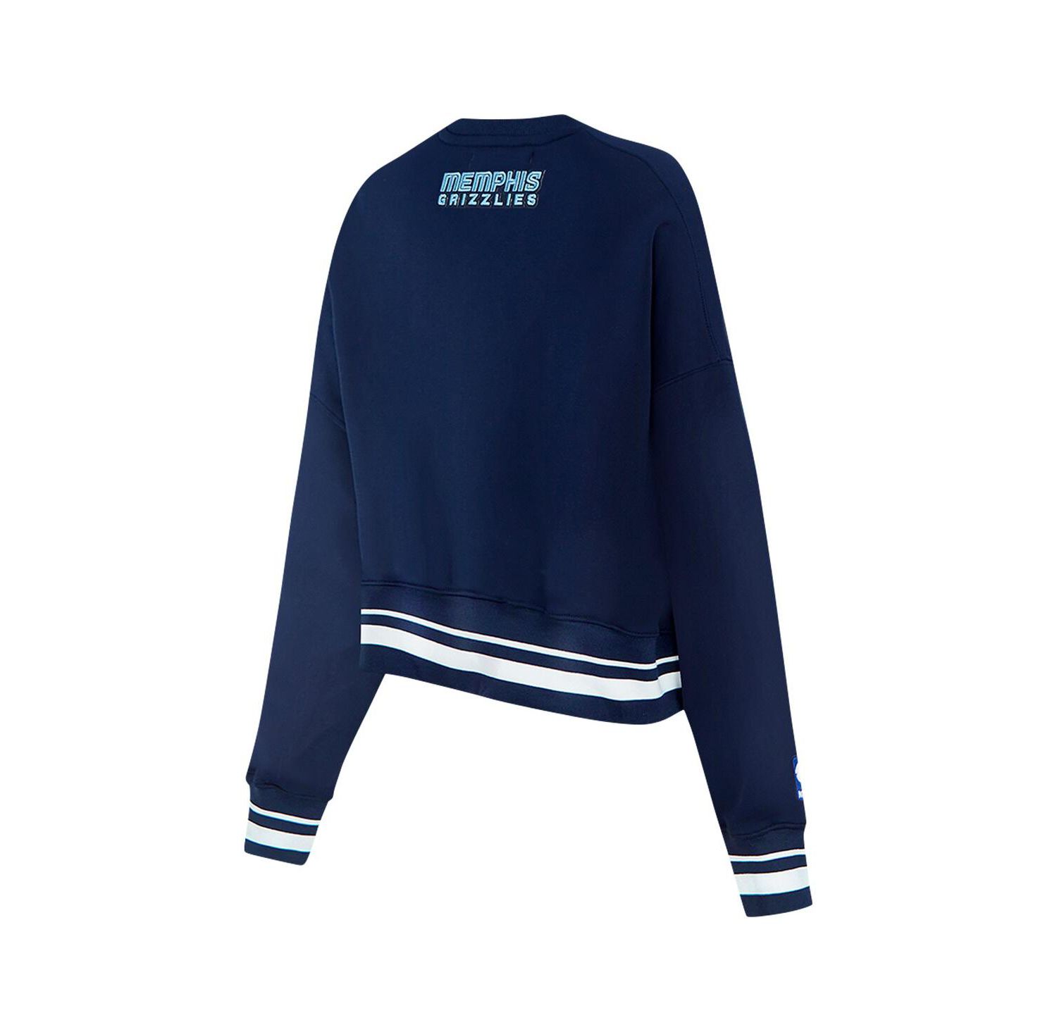 Women's Navy Memphis Grizzlies Area Code Cropped Pullover Sweatshirt