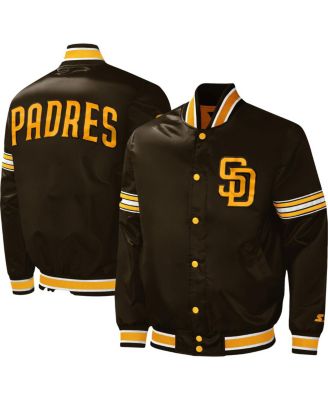 Starter - Men's Brown San Diego Padres Midfield Satin Full-Snap Varsity Jacket