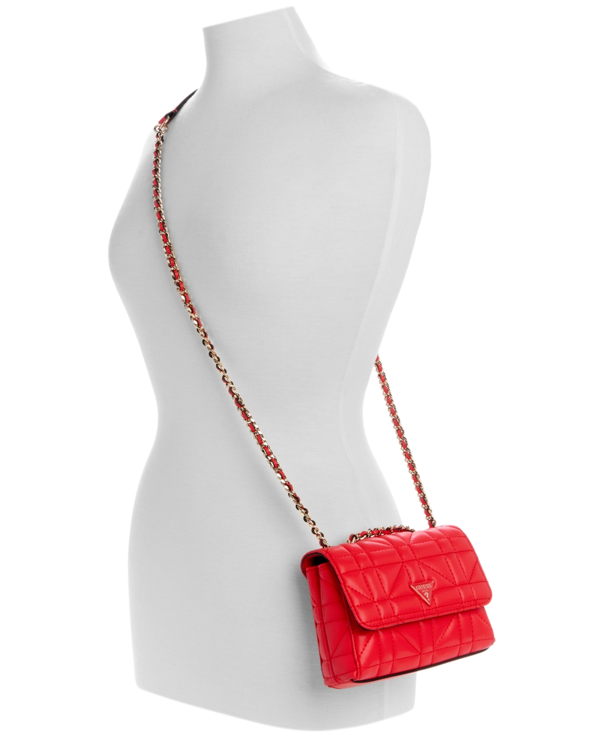 Shop Guess Edita Mini Convertible Crossbody Bag In Coral Red
