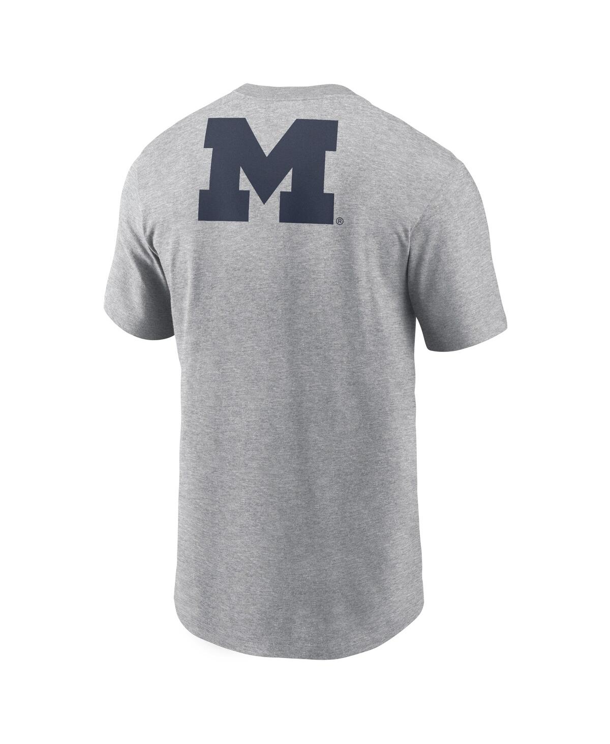 Jordan Men's Heather Gray Michigan Wolverines Campus 2-hit Primary Mascot T-shirt In Heather Gray