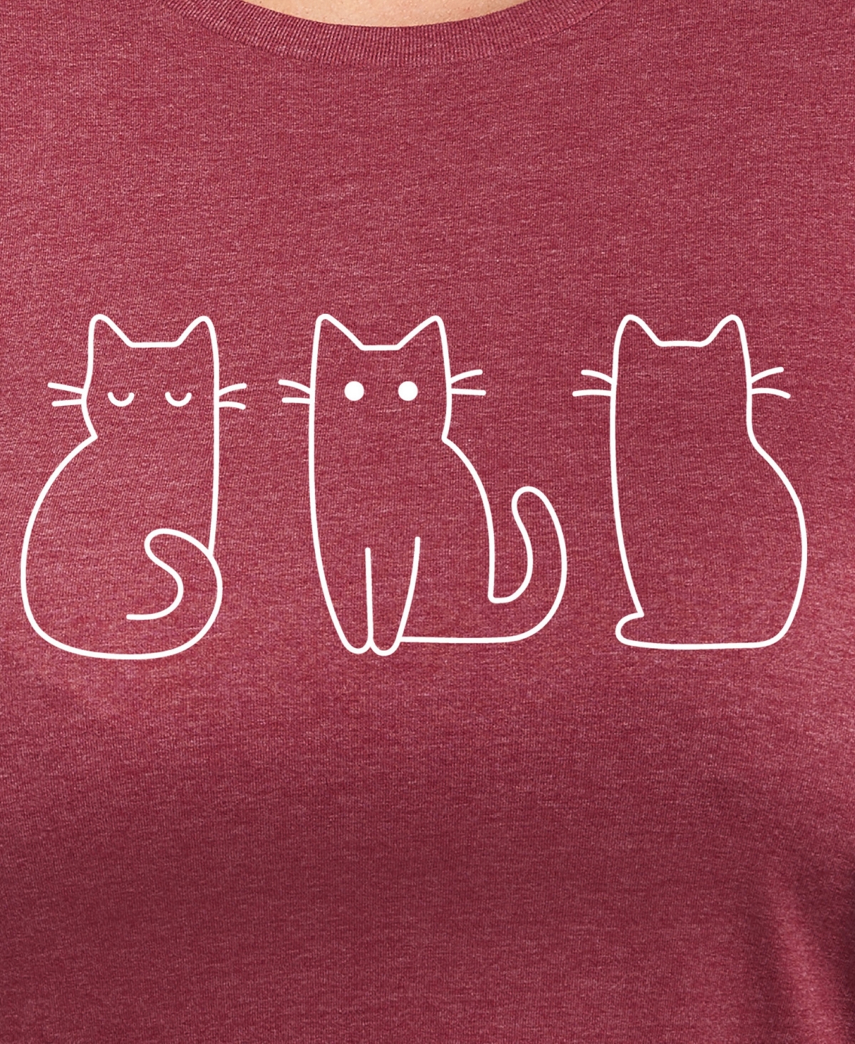 Hybrid Apparel Trendy Plus Size 3 Cats Size Graphic Crew Neck T-shirt In Red