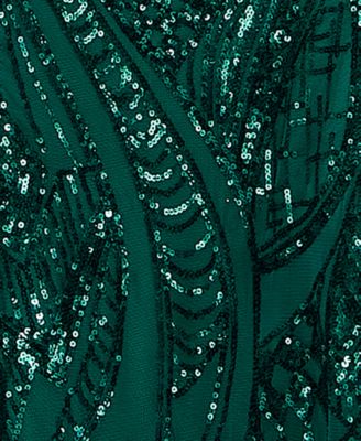 Juniors' Sequined Lace-Up-Back Gown